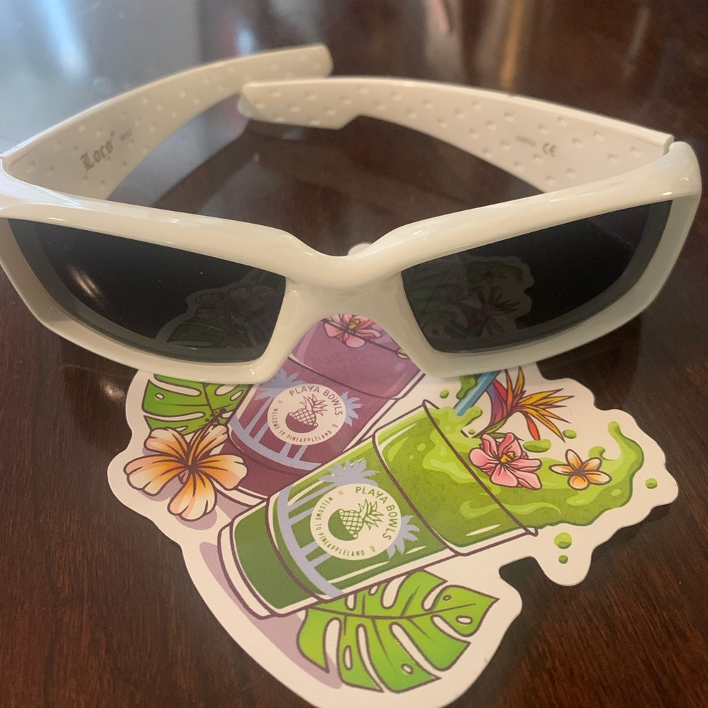 Women’s Locs white sunglasses - new- never worn. Square frames, dark lenses